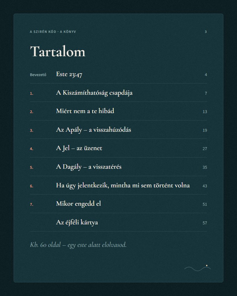 A könyv tartalomjegyzéke