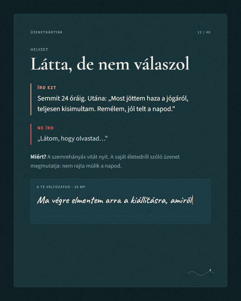 Egy másik üzenetkártya a saját változat mezőjével