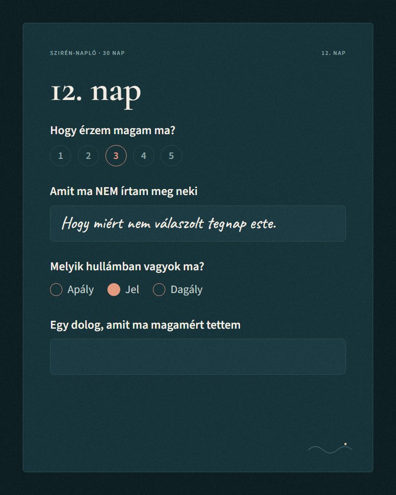 A Szirén-napló egy napi oldala